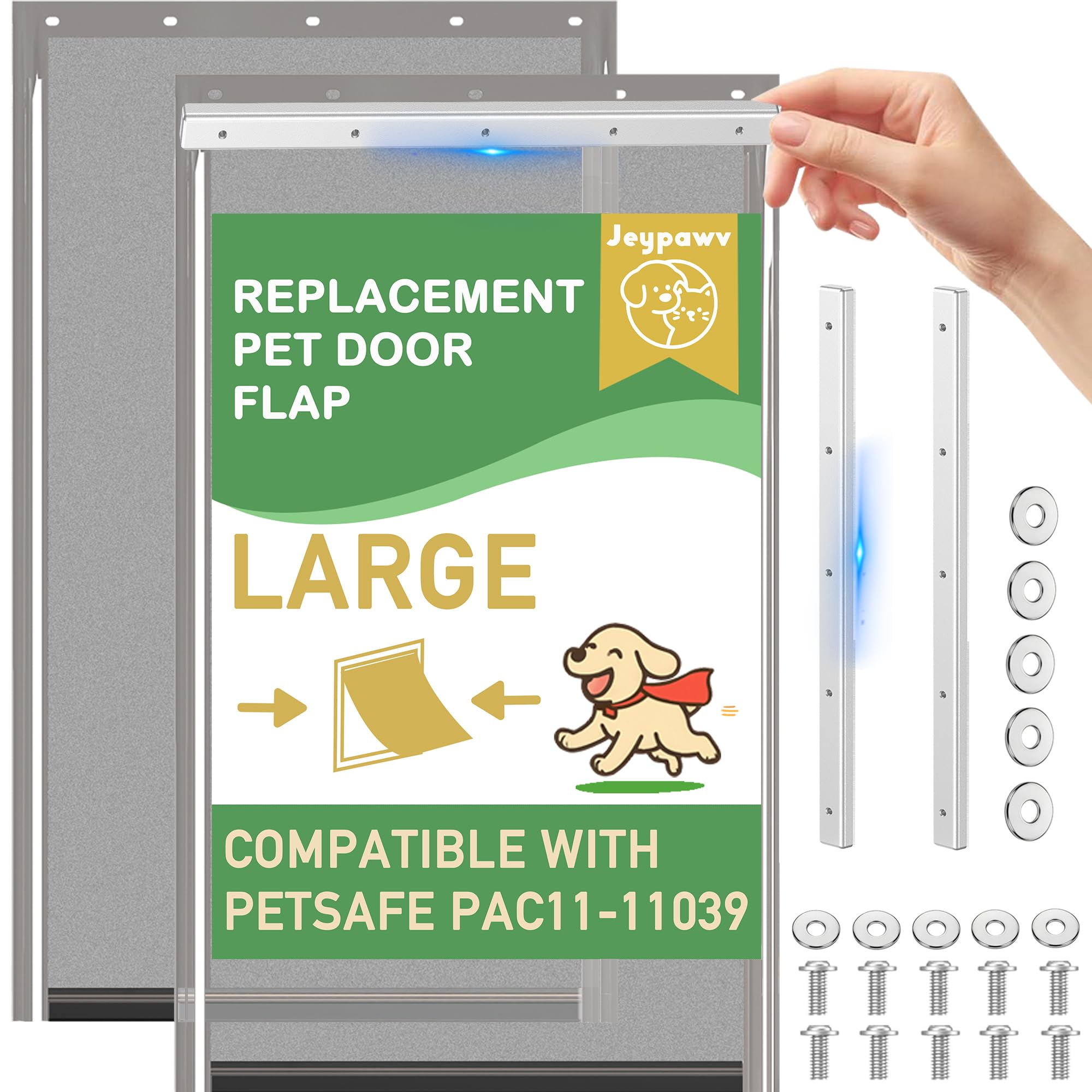 Photo 1 of 2 Pack Large Dog Door Replacement Flaps with Metal Bracket and Screws, Compatible with Petsafe Freedom Doggie Doors, PAC11-11039 10 1/8" X 16 7/8" Magnetic Closure (Smoky Translucent)