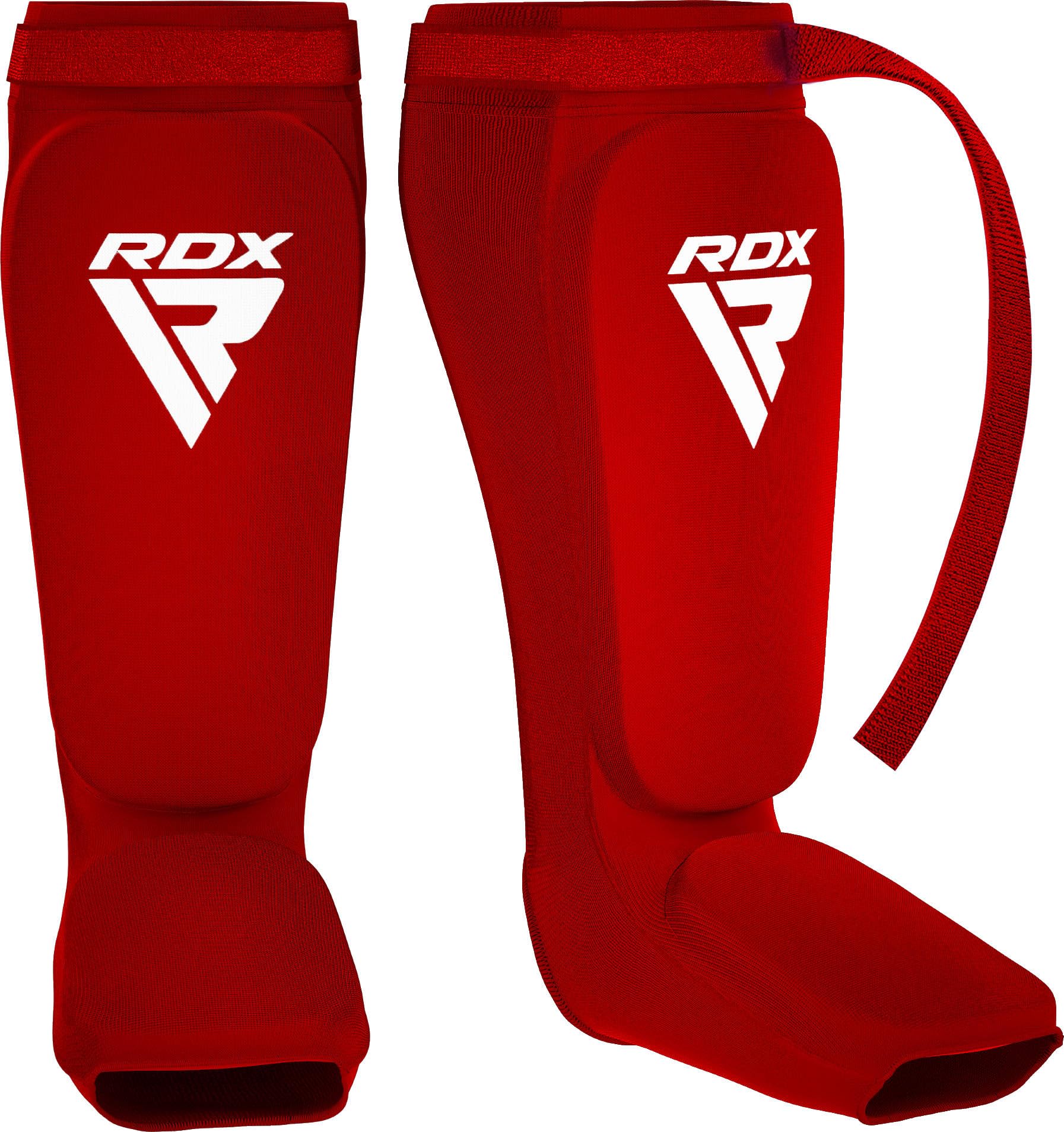 RDX Shin Guards Kickboxing Muay Thai, SATRA Approved, MMA Leg Instep Protection Pads, Sparring Training Martial Arts Boxing, Elasticated Padded Protector, karate BJJ Taekwondo Gear