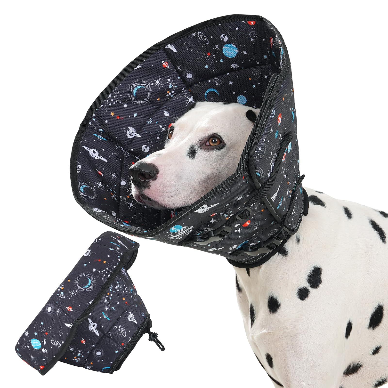 Photo 1 of Avont Dog Cone Alternative, Adjustable Soft Comfy Foldable E Cones for Medium Large Dogs After Surgery, Escape-Proof Elizabethan Collar for Surgical Wound Recovery Stop Licking -Star(S)