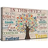Inspirational Colorful Tree Canvas Wall Art Inspiring Motivational Quote In This Office We Are A Team Picture Wall Decor Poster Print Artwork for Classroom Study Bedroom Home Decoration