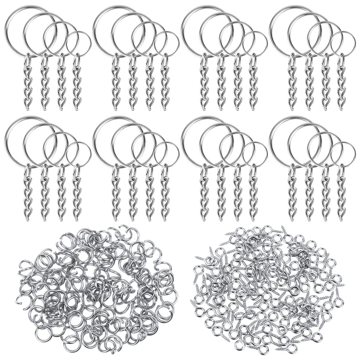 Shynek Key Chain Rings, 360Pcs Key Rings Bulk with Jump Rings and Screw Eye Pins