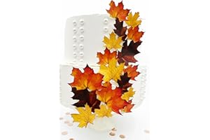 SUGAR ROBOT INC. Edible Fall Leaves Assorted Set of 15 - Wafer Cake & Cupcake Toppers - edible fall leaves for cake decorating - fall cupcake toppers