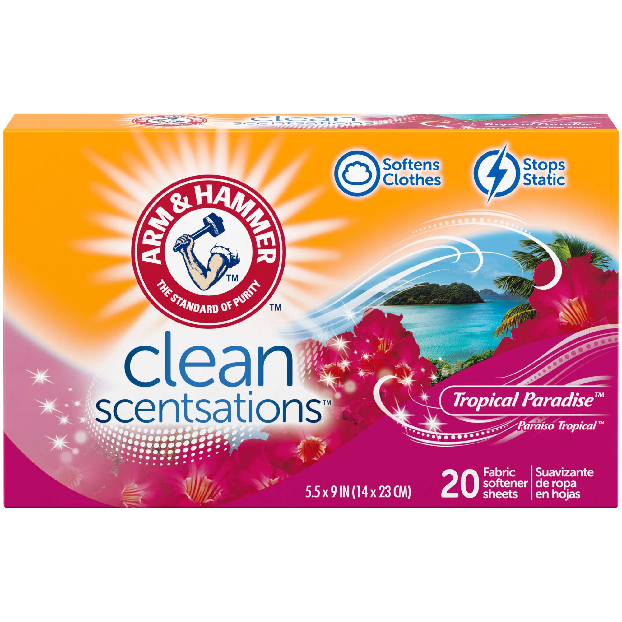 ARM & HAMMER Fabric Softener Sheets, 20 sheets, Tropical Paradise