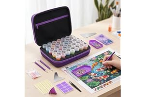 30 Slots Storage Container for Diamond Art Kits, Portable Bead Storage Box for Diamond Painting Accessories and Tools, Purple