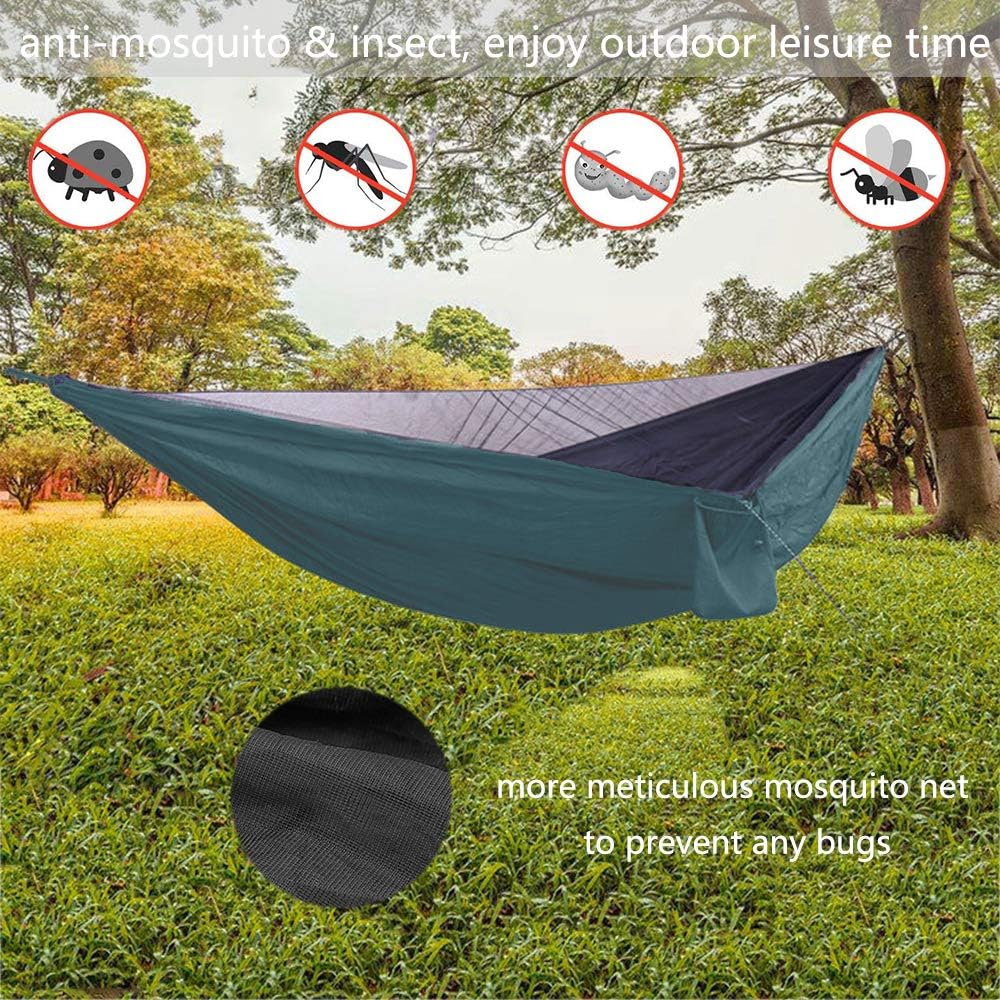 HongXingHai Camping Hammock with Mosquito Net and Rain Fly Outdoor Hammocks Tents for Camping Backpacking Hiking (Dark Green, L): Sports & Outdoors