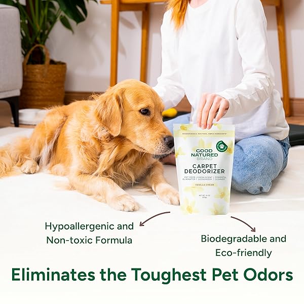 GOOD NATURED BRAND | CARPET DEODORIZER & FRESHENER POWDER | 31 OZ PET ODOR ELIMINATOR FOR STRONG ODOR & PET URINE | FRESH NATURAL VANILLA CREAM SCENT | SAFE FOR HOMES WITH PETS