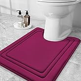 Grandaily Memory Foam Toilet Rugs U-Shaped 24x20, Ultra Soft, Non-Slip and Absorbent Bathroom Rugs, Machine Wash Dry, Comfortable Contour Bath Mat for Toilet Base, Burgundy