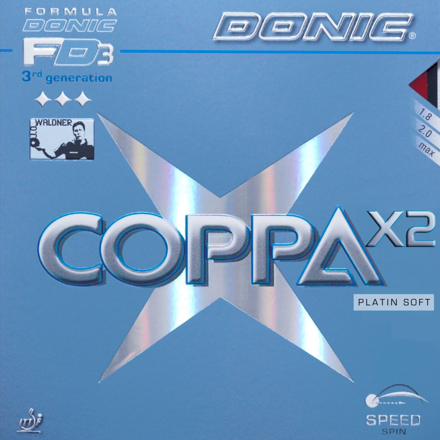 Donic Table Tennis Rubber Coppa X2 Platin Soft, 2.00 mm, black