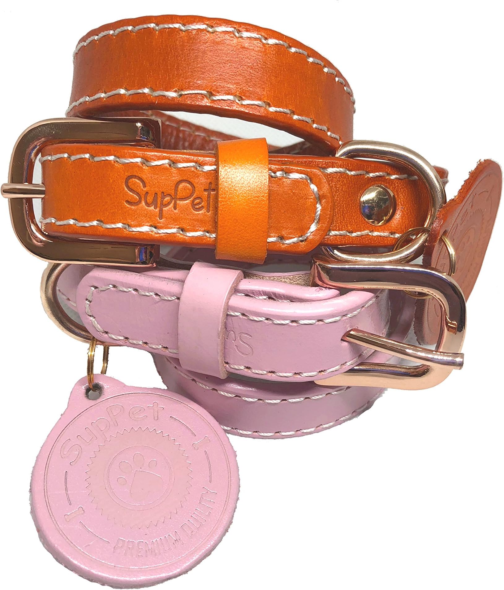 SupPet Genuine Premium Quality Soft Leather Dog cat Collar