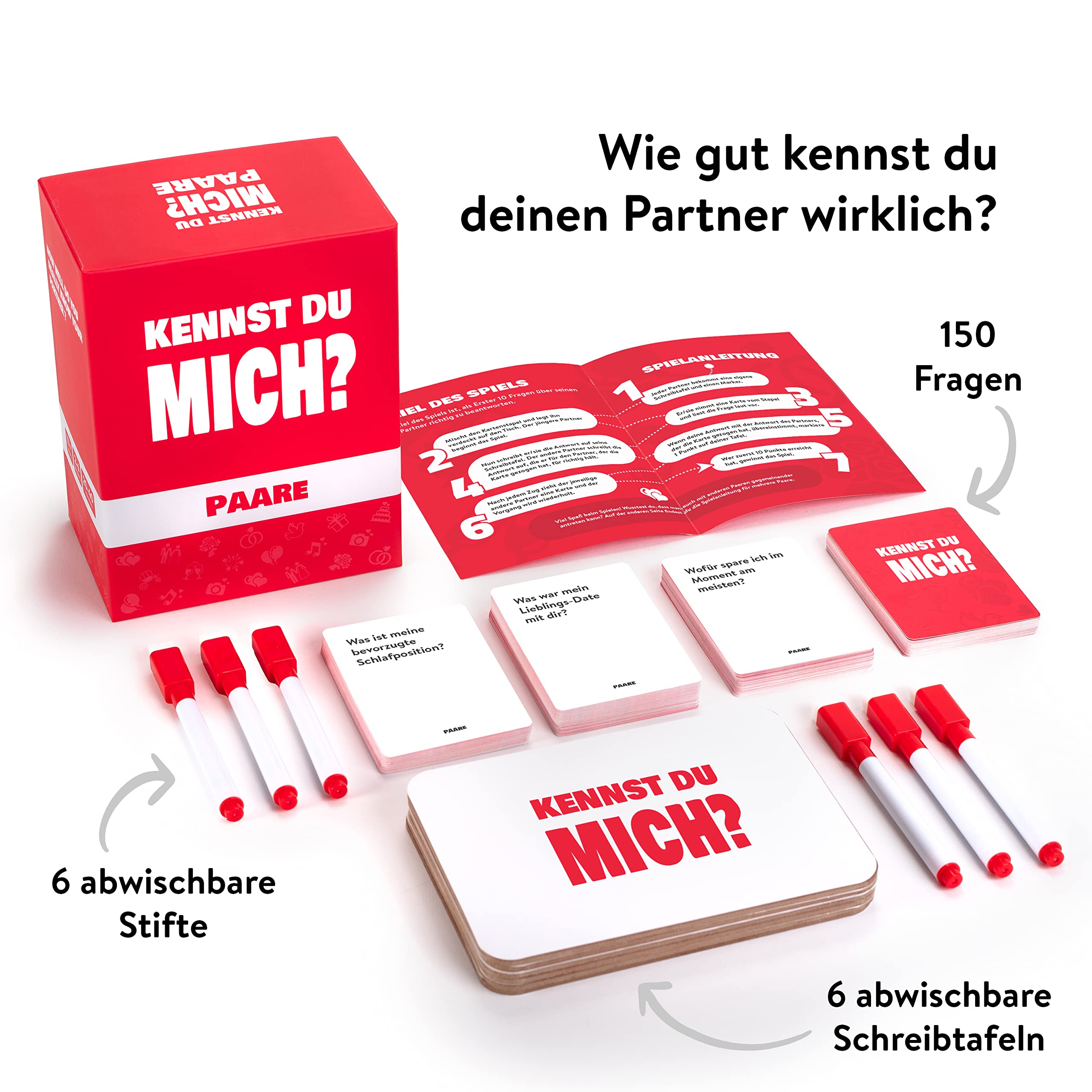 The World Game | Kennst du Mich Paare - Wie gut kennst du deinen Partner - Fragenspiel und Kartenspiel für Paare auf Deutsch, 150 Fragen, für 2-6 Spieler, Idee für Valentinstag oder Jahrestag 2