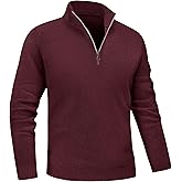 MAGNIVIT Men's Sweater Quarter Zip Pullover Fall Winter Spring Knitted Solid Color Sweater