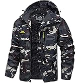 MAGCOMSEN Men's Winter Coats Water Resistant Ski Snow Jacket Warm Fleece Jacket Parka Raincoats With Hood Multi-Pockets