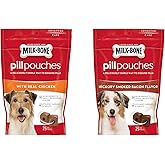 Milk - Bone Variety Pill Pouches with Real Chicken &amp; Hickory Smoke Bacon Flavor &ndash; Each Pack 6 oz/Approx 25 Dog Treats
