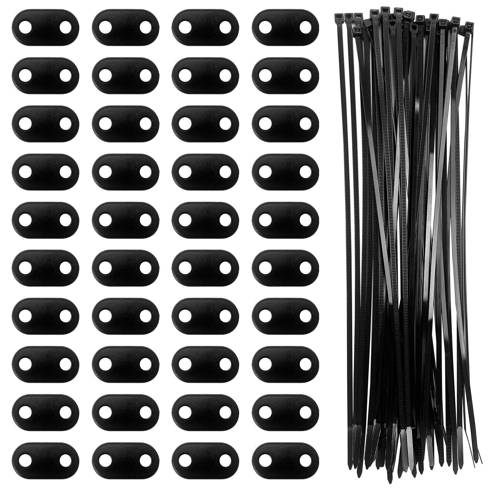 SHUIYUE Privacy Screen Fastening Set, Attachment Kit for Privacy Screen Fence, 40 Mounting Clips with 40 Mounting Plate Wire Cable Ties for Garden Balcony Privacy Protection