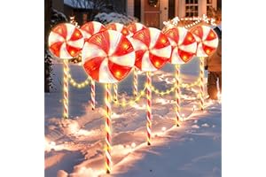 FLASHMEN 8PK 28inch 230LED 8 Modes Christmas Lollipop Pathway Light Outdoor Christmas Decorations Flickering Outdoor Christmas Pathway Light 24ft (Red)