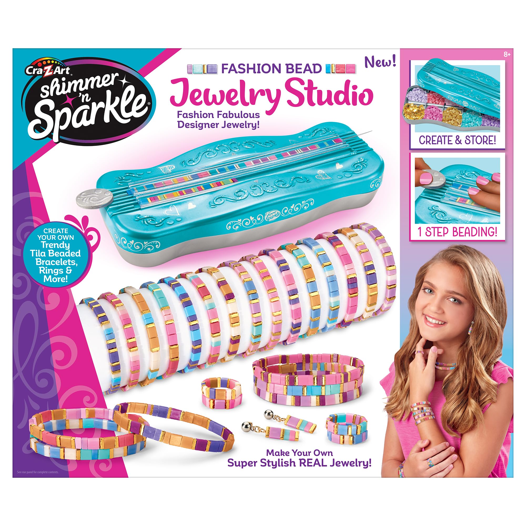 CRA-Z-ART Shimmer N Sparkle Fashion Bead Jewellery Studio Bracelet Maker Make your own tila bead jewellery Make your own friendship bracelets Jewellery Making Kit For girls aged 8 and Over