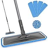 BPAWA Microfiber Mops for Floor Cleaning: Flat Mop for Hardwood Tile Wood | 4 Washable Pads, 59" Adjustable Handle, Dry &amp; Wet Mopping Home Kitchen Bathroom Laminate Vinyl Marble Floors Multi-surfaces