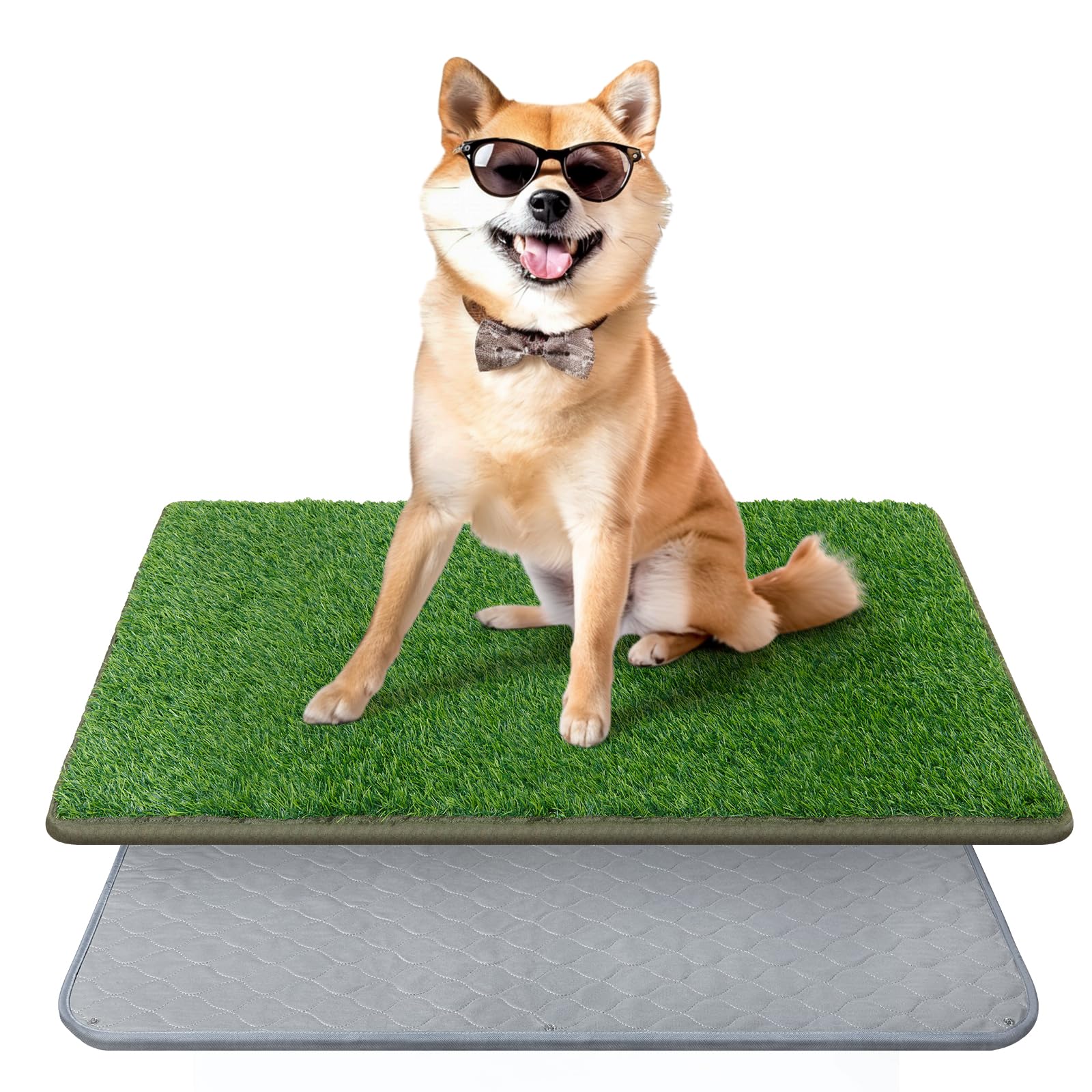 Photo 1 of PICK FOR LIFE Dog Grass Mat with Pee Pad,Artificial Indoor Grass Potty Training Pads for Dogs Doggies Washable,Reusable Puppy Pads Leakproof on Outdoor Patio Balcony Apartment(24.5x39'')