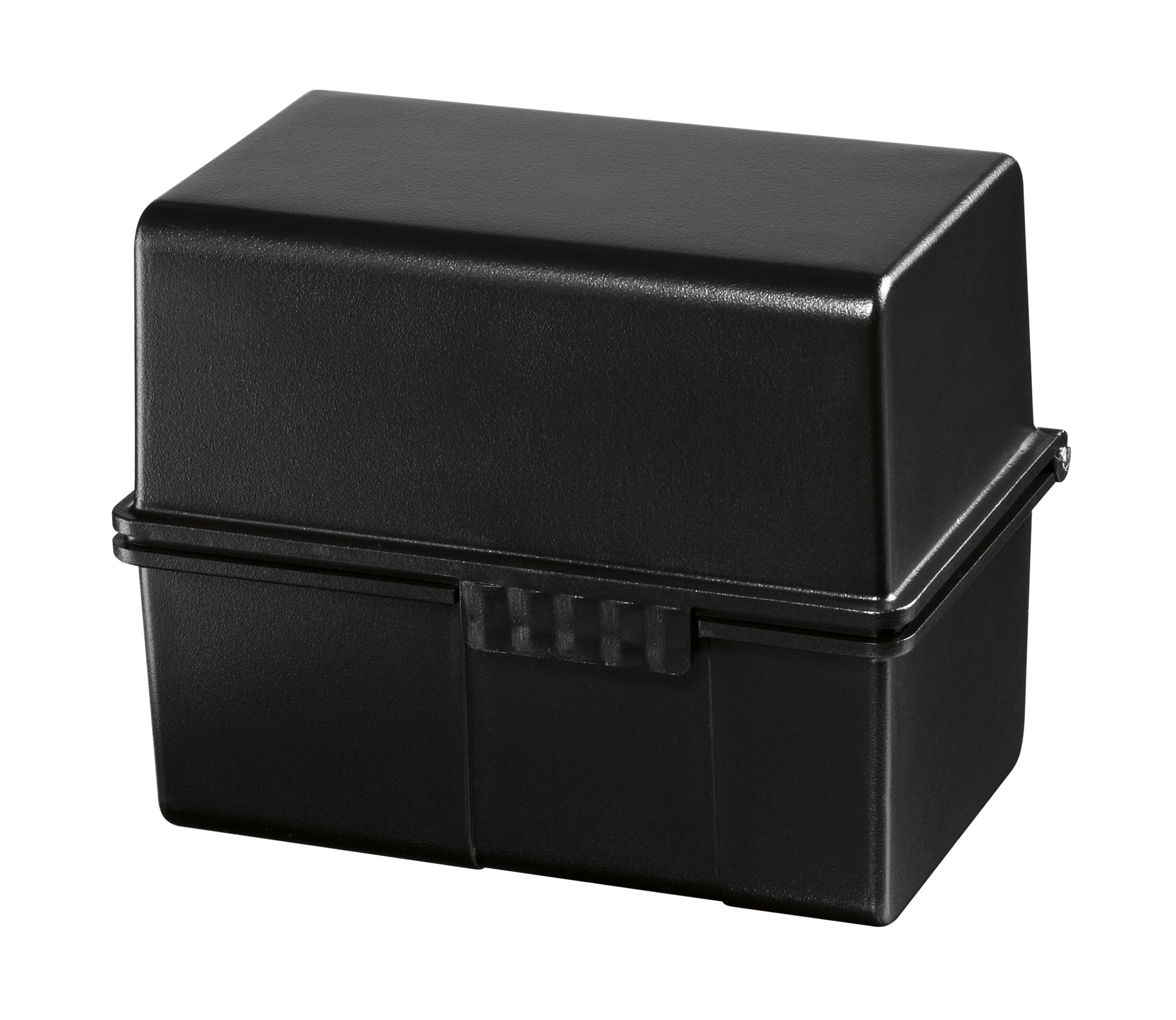 HAN 978-13, Card index box A8 landscape. Innovative, attractive design for 200 cards with steel hinge, supplied with 100 record cards and A-Z guide cards, black