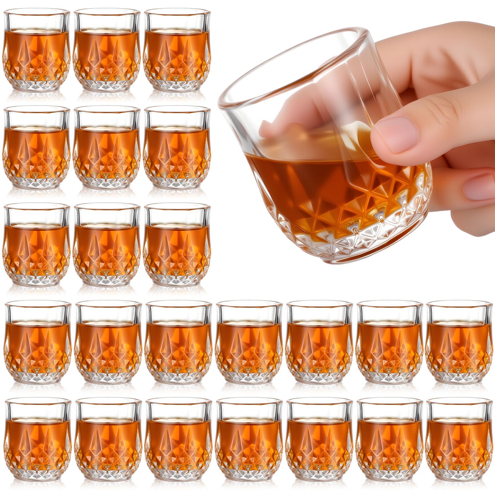 Photo 1 of Meanplan 2.7oz Mini Shot Glasses Set Tasting Glasses Heavy Base Clear Shot Cup Cute Cordial Mini Wine Cups for Serving Whiskey, Wine, Juice(24 Pcs)