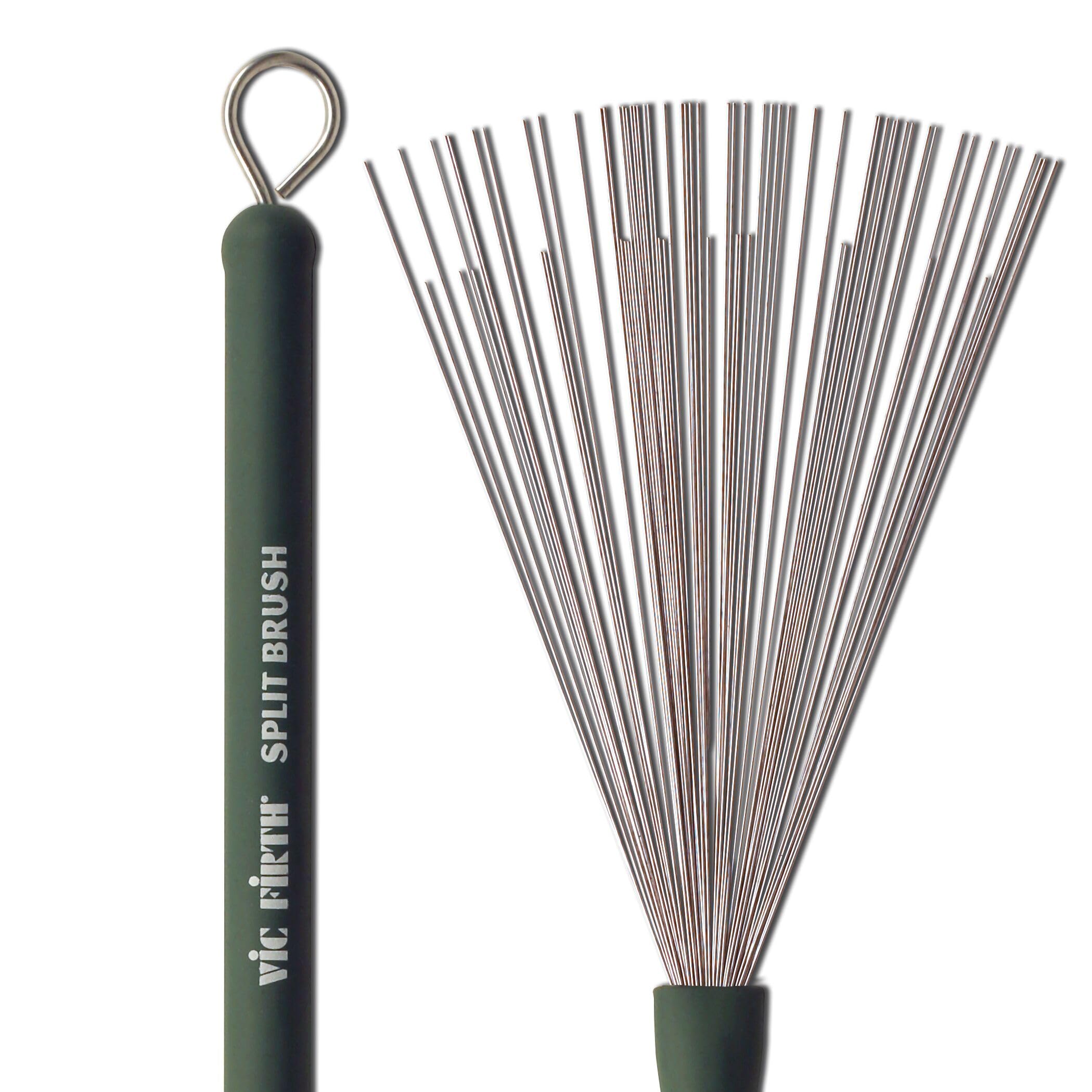 Vic FIrth - Split Drum Brushes - Retractable - Medium Gauge Wire - Green Plastic Handle