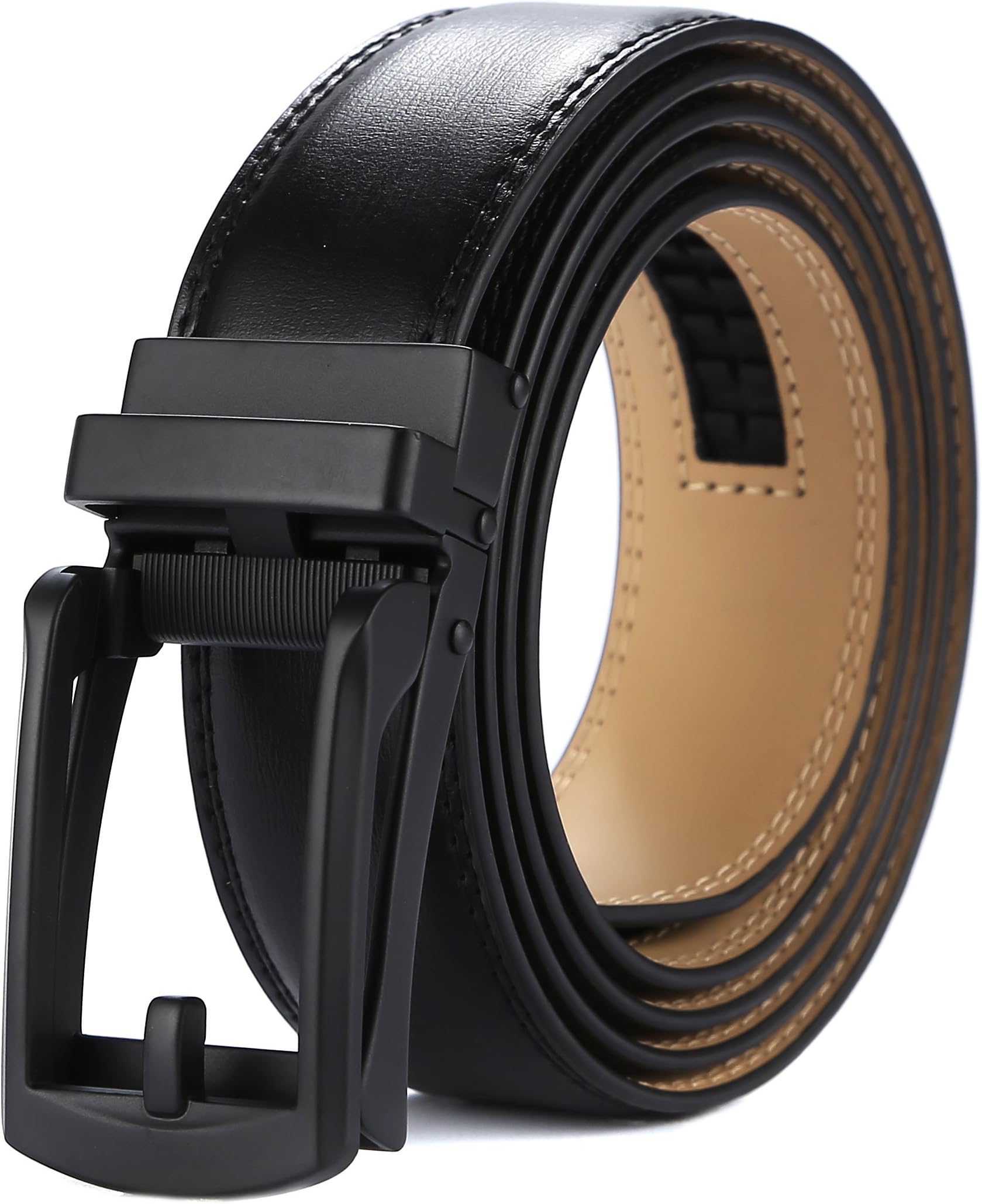 Tonywell Mens Leather Ratchet Belts with New Style Open Buckle Perfect Fit Dress Belt 30mm Wide
