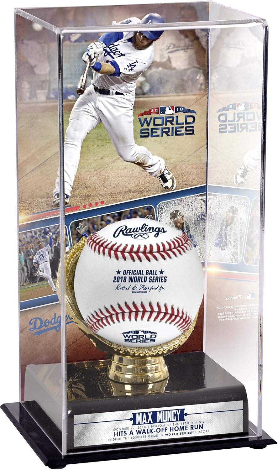 Max Muncy Los Angeles Dodgers 2018 World Series Game 3 Walkoff Home Run Sublimated Display Case with Image - Baseball Display Cases No Logo