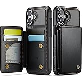 Vinich for iPhone 17 Wallet Case with Card Holder, RFID Blocking Credit Slots Kickstand Shockproof Phone Cover Fit for iPhone 17 6.3" Black