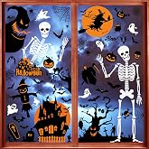 Halloween Window Clings 10 Sheets Halloween Window Decal Stickers | Removable Hallowmas Skeleton Stickers for Glass Party Decorations Indoor and Outdoor Home Decor Party Supplies