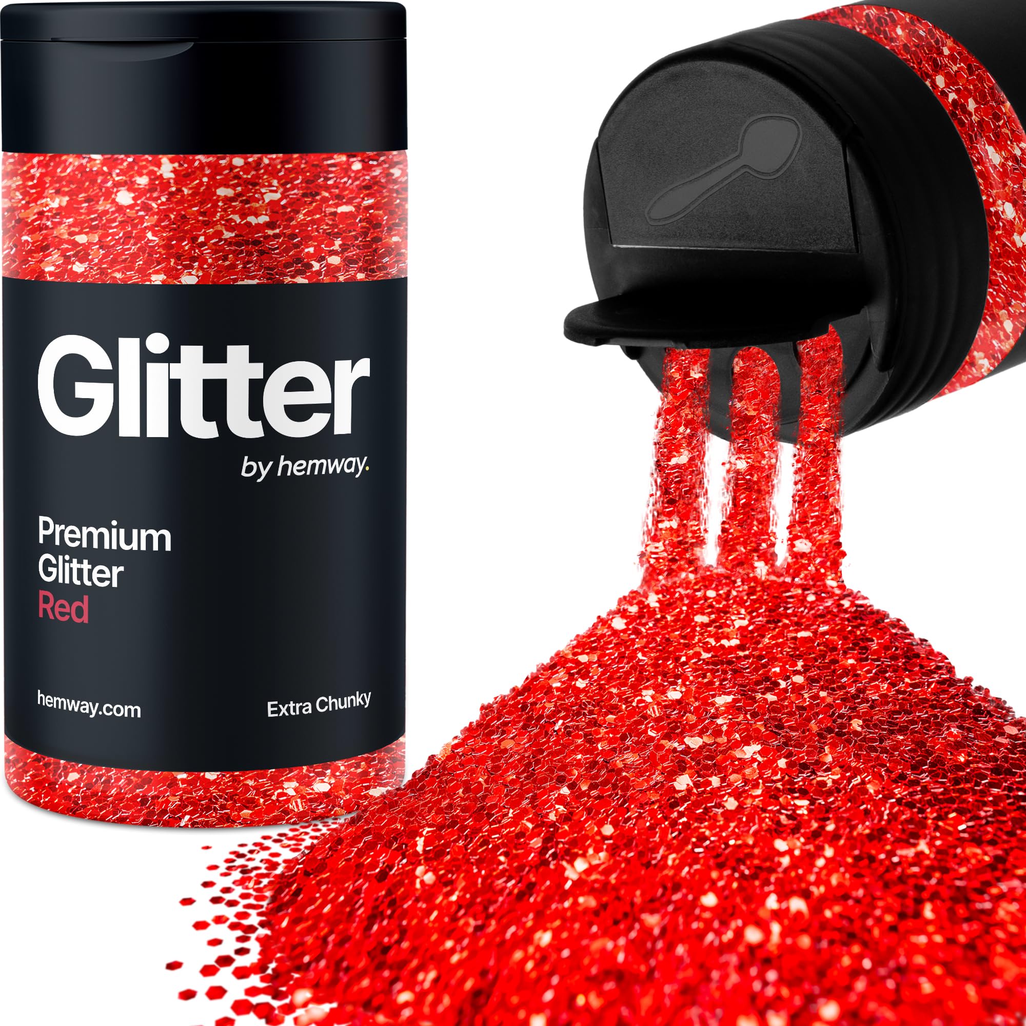 Red Glitter Shaker, 130g Extra Chunky Glitter, Crafts 1/24" Metallic Flake Red Sequins, Resin & Epoxy Crafts, Decorating, Halloween, Christmas Nail, Face, Hemway