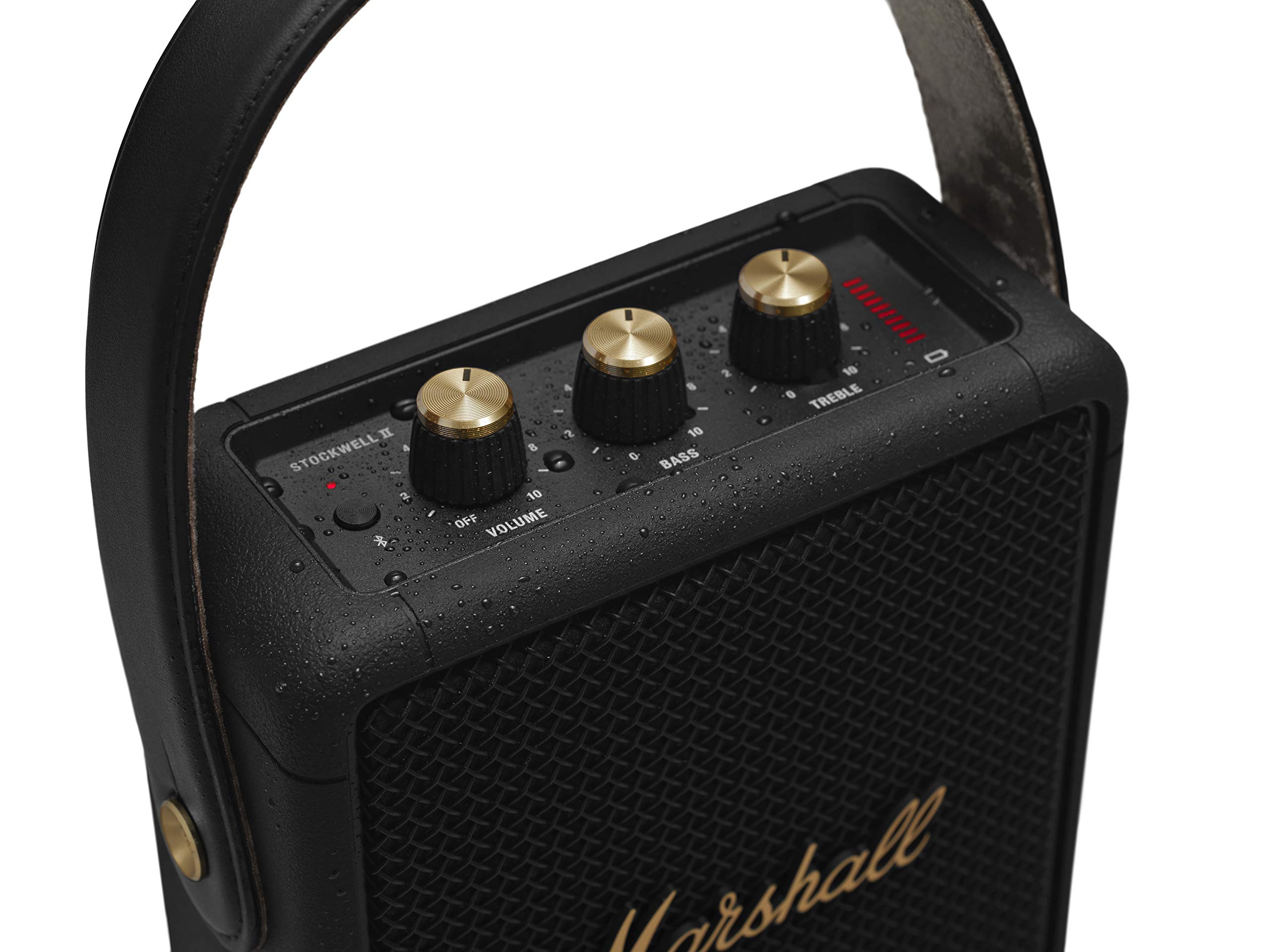 Marshall Stockwell II Portable Bluetooth Speaker, Black and Brass