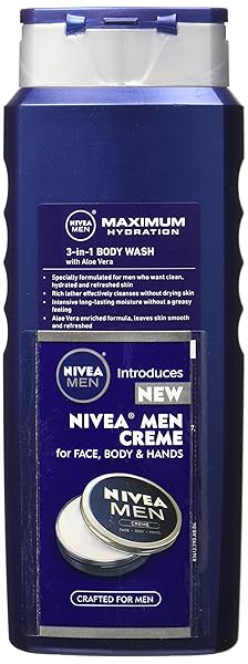 NIVEA FOR MEN MAXIMUM HYDRATION 3-IN-1 BODY WASH – 16.9 OZ