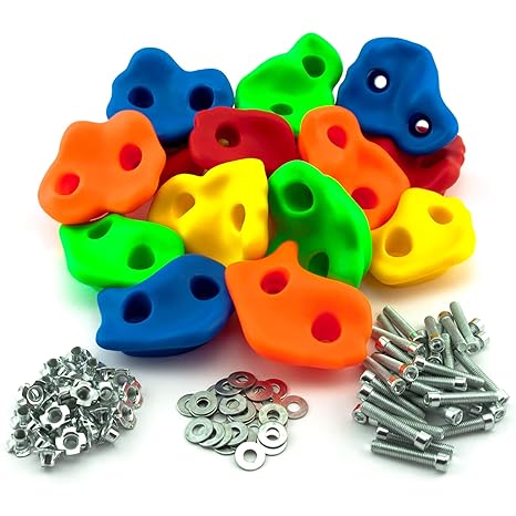 GO!elements 15 Stück Klettergriffe Kinder Set Outdoor inkl. Befestigungsmaterial | Indoor Klettersteine für Kletterwand | Kid