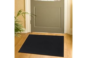 OTTOMANSON Machine Washable Modern Solid Design Non-Slip Rubberback 2x3 Traditional Area Rug for Entryway, Bedroom, Kitchen, Bathroom, 2'3" x 3', Black