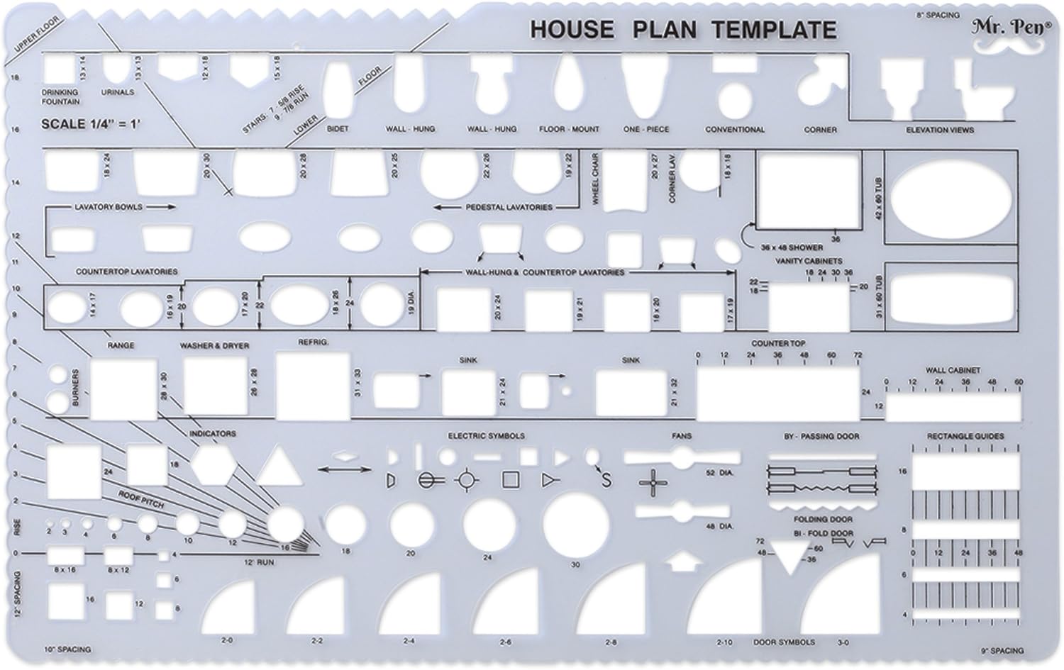 Mr. Pen House Plan, Interior Design and Furniture Templates, Drafting Tools and Ruler Shapes for Architecture - Set of 3: Arts, Crafts & Sewing