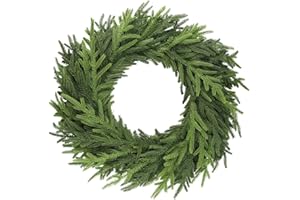 22Inch Norfolk Pine Wreath, Christmas Wreaths for Front Door - Real Touch Realistic Artificial Pine Wreath Faux Greenery Wrea