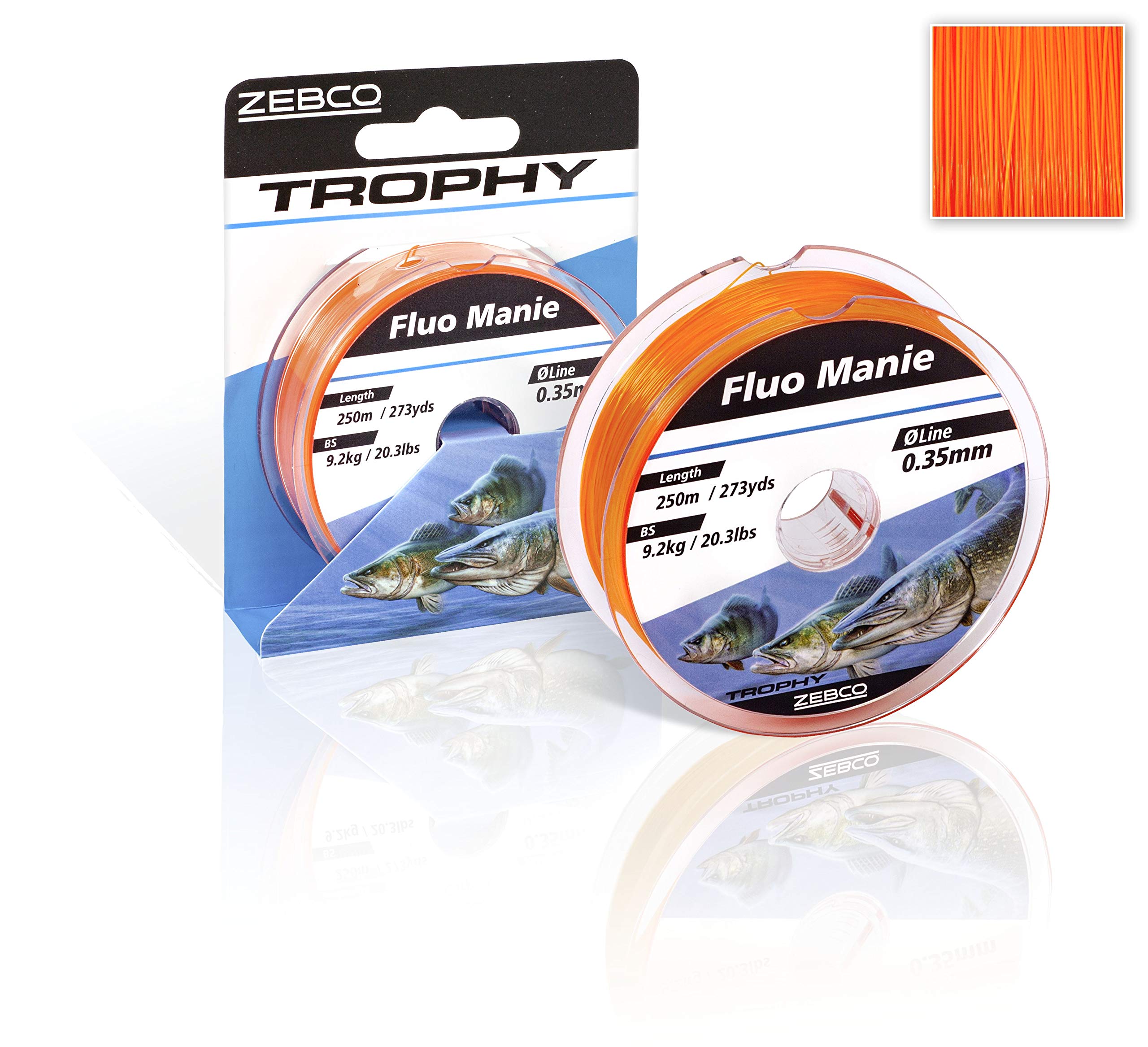 Zebco Quality Trophy Manie Monofilament Fishing Line Fishing Accessories All-Round Line Fluo Red 0.25 mm / 5 kg