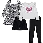 BTween Girls 4 Pack Fall Outfit Dress, Skirt, Tee, Leggings, Cotton Blend, Sizes 4-12