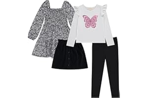 BTween Girls 4 Pack Fall Outfit Dress, Skirt, Tee, Leggings, Cotton Blend, Sizes 4-12