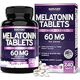 Melatonin 60mg Complex Tablets for Adults (240 Count) - Fast Dissolve Tablets - Extra Strength Support - Gluten-Free, Non-GMO, 100% Vegetarian, & Great Tasting - Mixed Berry Flavor - 240 Tablets