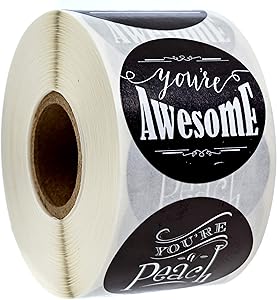 SBLABELS Retro Chalkboard Thank You Stickers - 1.5" Circle Labels / 500 per Pack