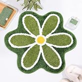 TRUEDAYS Flower Bathroom Rug, Small Round Bath Mat, 24"x26", Emerald Green | Funny Bathroom Rugs, Soft Absorbent, Quick Dry, Machine Washable Bath Rugs for Bathroom Kitchen Bedroom