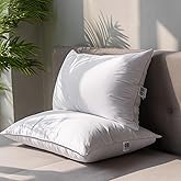 SANSWAN Goose Down Feather Blend Pillows Queen Set 2, 650 Fill Power 100% Cotton Shell, Hotel Quality Hypoallergenic Medium Firm, Machine Washable for Back/Stomach/Side Sleepers
