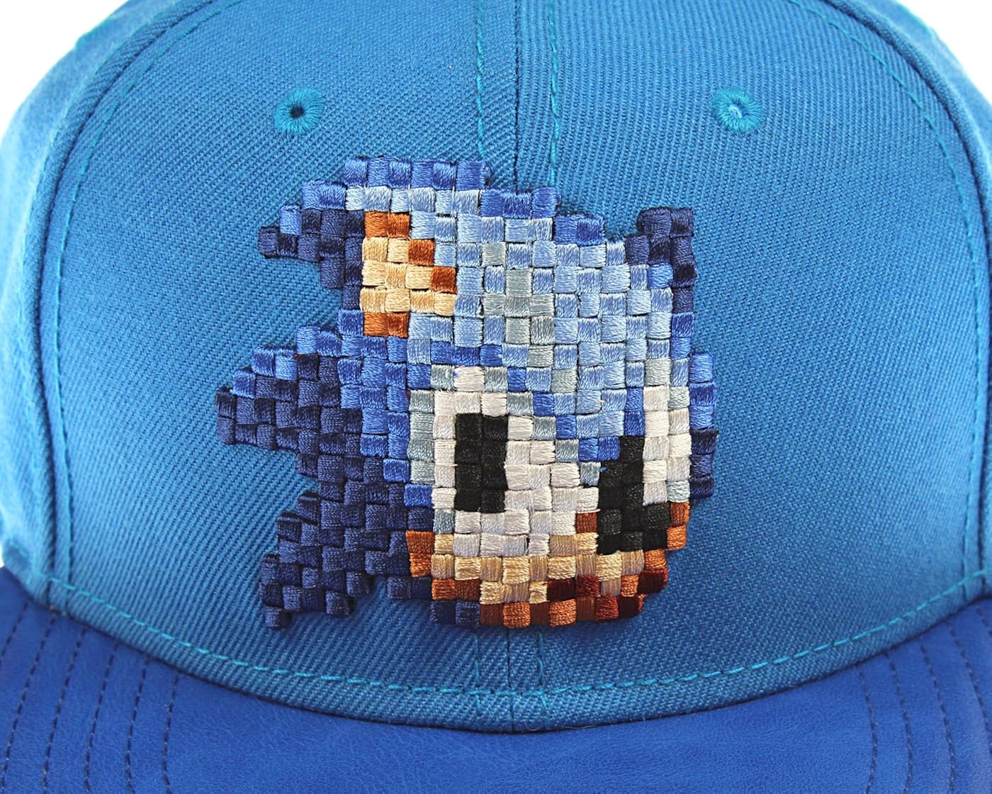 Sega Genesis Sonic The Hedgehog Hat - Blue 8 Bit Pixel Don't Blink Snapback: Clothing