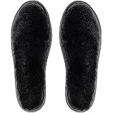 riemot Genuine Sheepskin Insoles for Women Men, Thick Replacement Shearling Inserts for Uggs Boots Slippers, Warm Furry Winter Wool Shoe Liners Black EU 42