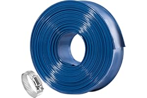 ZY-hosetube Pool Backwash Hose 1 1/2 inch × 50 ft Thicken Blue Water Discharge Pipe Lay Flat Tubing Hose for Backwash Pool Filter, Drain Pool Pond Water (1.5in-50ft, Vinyl Tubing)