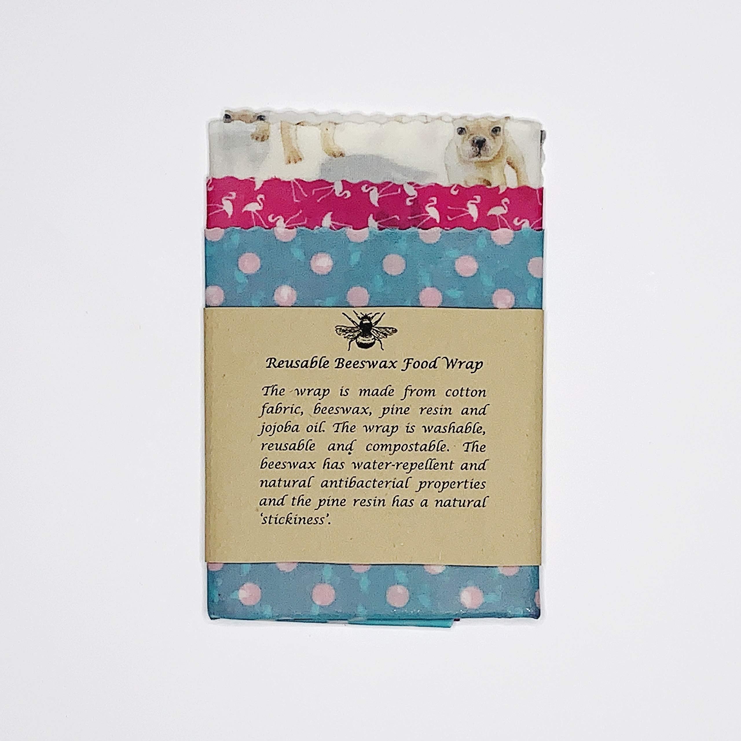Swizzle and friends - 3 Various sized beeswax wraps *Handmade in Devon* random colours. Beeswax food wraps - an eco friendly alternative to plastic