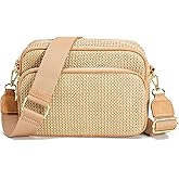 Ambistra Faux Straw Crossbody Bags for Women Small Summer Purse RFID Woven Raffia Bag Travel Hawaiian Beach Cruise Essentials