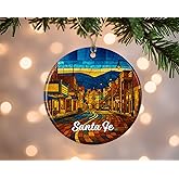 Santa Fe New Mexico Christmas Ornament - Family Trip Christmas Ornament - Stained Glass Style Decoration - Gift for Travelers - New Mexico Souvenir for Trip Lovers Printed on Both Sides