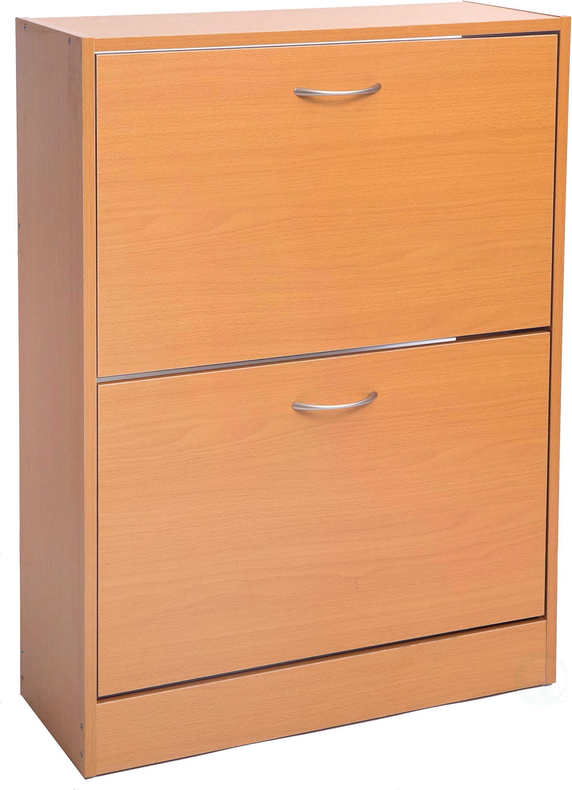 Basicwise QI003383 2-Tier Fold-Out Wooden Shoe Rack Organizer